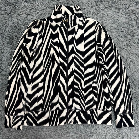 Onque Casual Zebra Print Zip Up Jacket Size Small - Picture 1 of 7